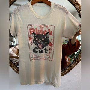 Vintage Black Cat sheer tee! Small/Medium.